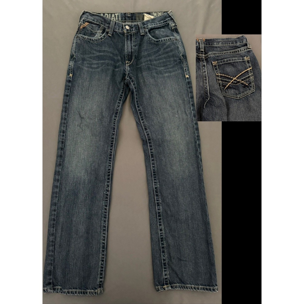 Ariat M5 Jeans Men 30/34 Low Rise Straight Leg Blue Denim Western Cowboy Work